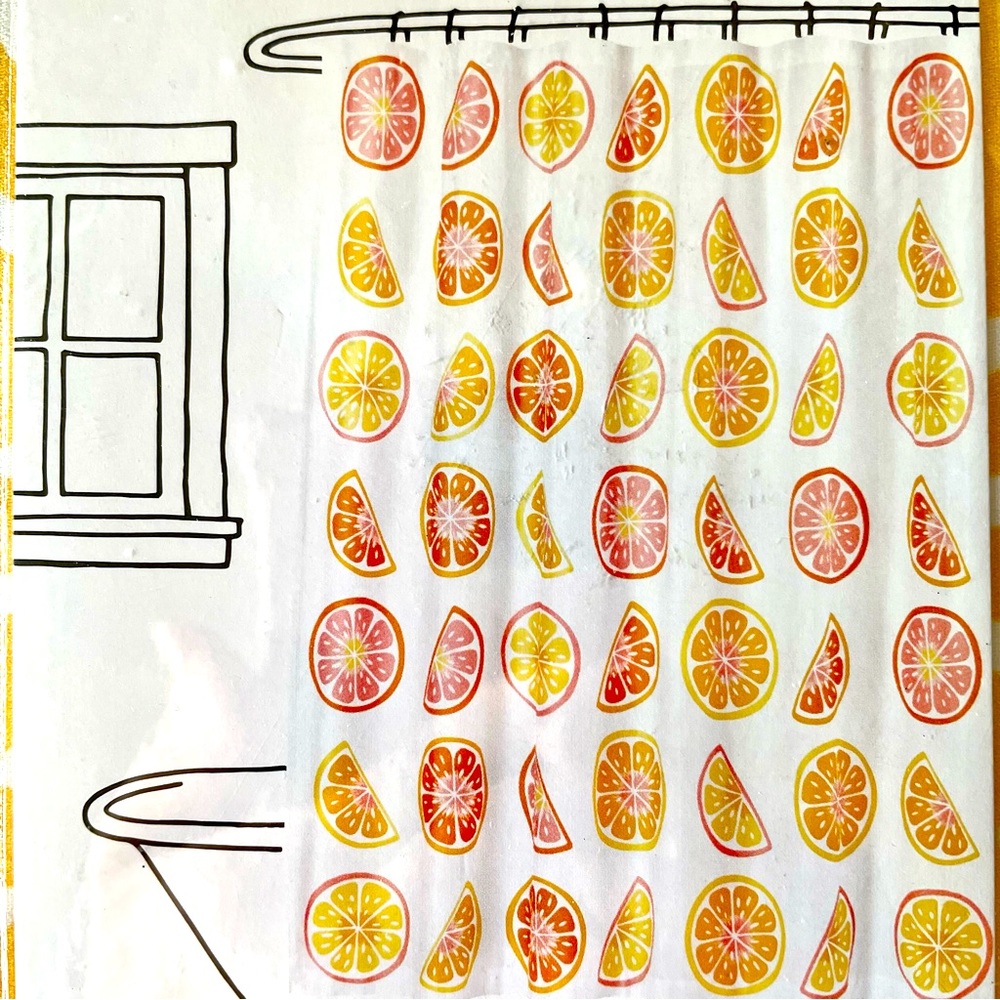 Martha Stewart 72" x 72" Shower Curtain Bath Citrus print 100% Cotton